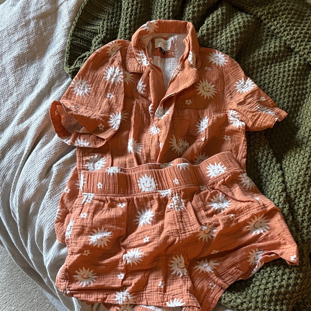 American Eagle Outfitters Orange and White Lounge Set